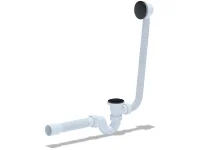 Сифон для ванны Ани клик-клак с выпуском и переливом прямоточный с трубой 40х50 черный АНИ пласт EC155BL