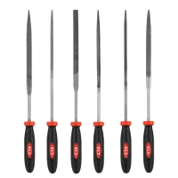 Набор надфилей с двухкомпонентной рукояткой    (№3, 6шт, 200/100 мм, 2-я насечка) P.I.T. HSET03-0006