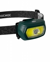 Фонарь налобный аккум/3Вт+5ВтCOB/кол. линза/съемн Li-ion18650 1200mAh/USBшн typeC Космос KOC509Lit