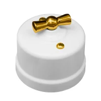 Выключатель Лизетта 1-кл., пластик, цвет Белый, Золото Bironi B1-200-21-G