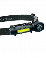 Фонарь налобный аккум/3Вт+3ВтCOB/кол. линза/Li-ion18650 1200mAh/USBtC/магнит/зажим Космос KOC508Lit