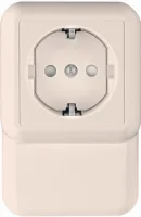 ПРИМА Розетка наружная с заземлением плинтусная 250В 16А со шторками белая монтажная пластина Systeme Electric RA16-003-2M-B