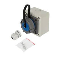 Розетка настенная влагозащищенная с крышкой 16 А, 2Р+РЕ, IP68, REXANT 111-125