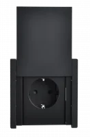 FORTE&PIANO Розетка 1-местная с заземлением с защитными шторками и крышкой винтовое крепление 16А IP44 FP121 черный IEK FP-R16-16-44-K02