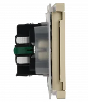 FORTE&PIANO Розетка 1-местная с заземлением с защитными шторками и крышкой безвинтовое крепление 16А IP44 FP419 ваниль IEK FP-R16-16-1-44-K10