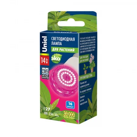 LED-A60-14W/SPSB/E27/CL PLP30WH Лампа светодиодная для растений Uniel  UL-00006260