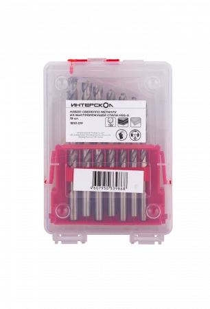 Набор сверел по металлу из быстрорежущей стали HSS-G 19 шт Интерскол 18101.019