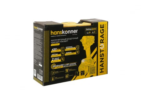 Гайковерт ударный бесщеточный 18В 1BatterySystem 420Нм 1/2' 1х4Ач кейс Hanskonner HCD20420BLC