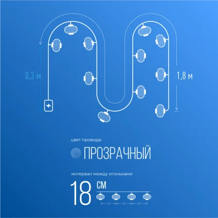 KOC_GIR-B119 Гирлянда-Фонарики лофт метал. черн диаметр 5х3см 10LED Космос 