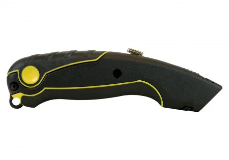 Нож строительный с трапециевидным лезвием сталь SK2 TPR рукоятка 4 дополнительных лезвия Sturm HK1076-01-P2