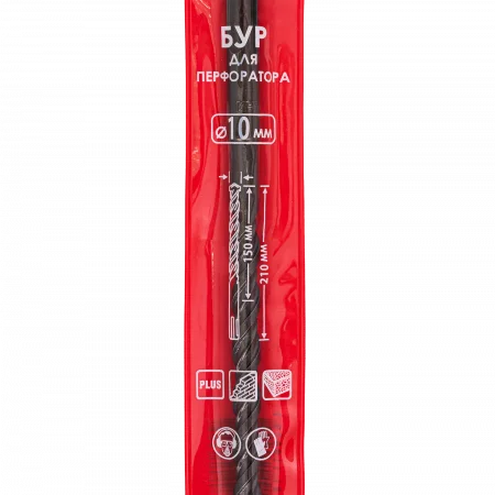 2011021001000 Бур SDS-plus (2 спирали, 2 резца)  10.0 x 210 Интерскол 