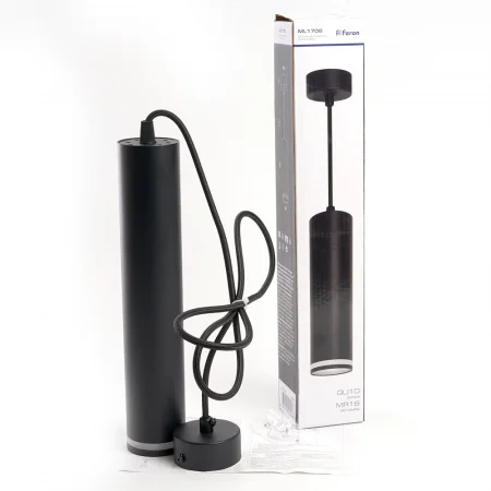 ML1708 48084 Светильник ДСО GU10 без лампы на подвесе черный FERON 