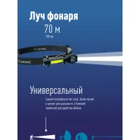 Фонарь налобный аккум/3Вт+3ВтCOB/кол. линза/Li-ion18650 1200mAh/USBtC/магнит/зажим Космос KOC508Lit