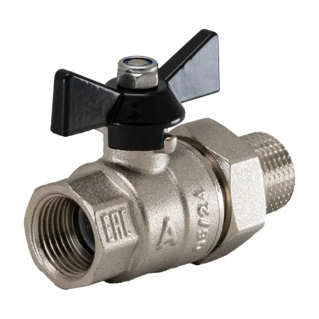 Кран шаровой полнопроходной с полусгоном 1/2' ВН/НР бабочка Aquadeel BV-200-01-15