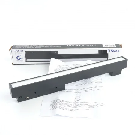 Светильник светодиодный трековый магнитный на шинопровод ДПО-12w 4000К 960Лм 48v черный FERON MGN302 41938