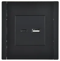 FORTE&PIANO Розетка USB A+C 3.1А FP150 черный IEK FP-U22-D31-K02