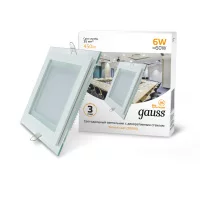 Светильник светодиодный ДВО 6 Вт 450 лм 3000К AC 220В IP20 квадрат 100х100х36мм монт разм 70х70мм Алюминий с декоративным стеклом Glass Gauss GAUSS 948111106