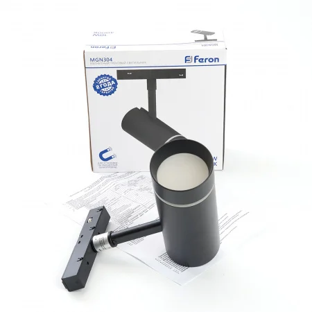 Светильник светодиодный трековый магнитный на шинопровод ДПО-10w 4000К 800Лм 48v черный FERON MGN304 41951