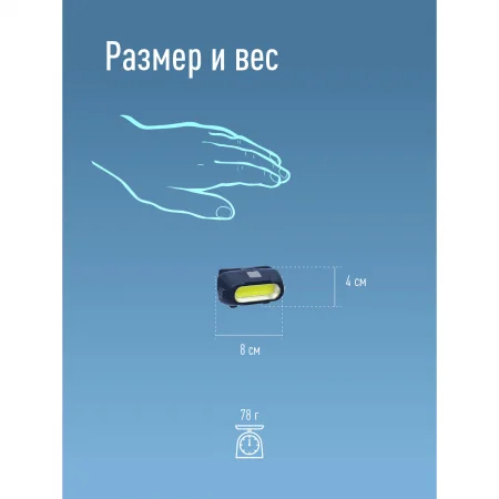 KOC514Lit Фонарь налобный аккум/3ВтCOBLED/съемный Li-ion 18650 800mAh/ABS-пл/USB-шнур typeC Космос 