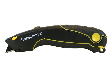 Нож строительный с трапециевидным лезвием сталь SK2 TPR рукоятка 4 дополнительных лезвия Sturm HK1076-01-P2