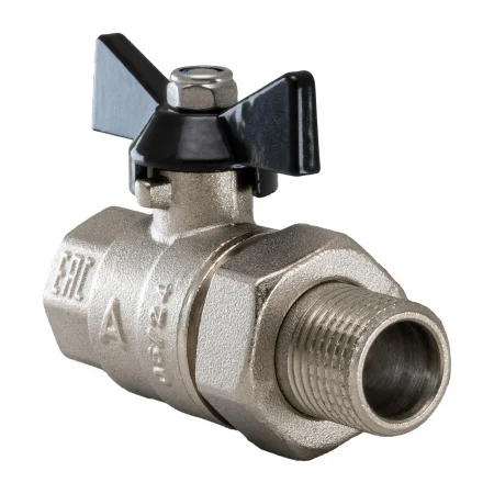 Кран шаровой полнопроходной с полусгоном 1/2' ВН/НР бабочка Aquadeel BV-200-01-15