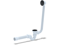 Сифон для ванны Ани клик-клак с выпуском и переливом прямоточный с трубой 40х50 черный АНИ пласт EC155BL