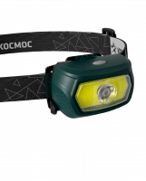 Фонарь налобный аккум/3Вт+5ВтCOB/кол. линза/съемн Li-ion18650 1200mAh/USBшн typeC Космос KOC509Lit