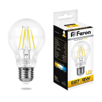 Лампа светодиодная LED 9вт Е27 теплый FILAMENT FERON LB-63 25631