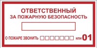 Наклейка ''Ответственный за пожарную безопасность'' B03 (100х200мм) EKF an-4-05