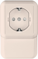 ПРИМА Розетка наружная с заземлением плинтусная 250В 16А со шторками белая монтажная пластина Systeme Electric RA16-003-2M-B