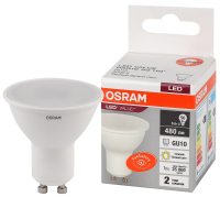 Лампа светодиодная LED 6 Вт GU10 3000К 480Лм спот 220 В (замена 50Вт) OSRAM LEDVANCE 4058075581449