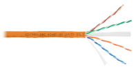 Кабель U/UTP 4 пары, Кат.6 (Класс E), тест по ISO/IEC, 250МГц, одножильный, BC (чистая медь), 23AWG (0,55мм), полимерный материал нг(А)-HF, внутренний, оранжевый, 305м NIKOMAX NMC 4140C-OR ЭКО63001