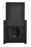 FORTE&PIANO Розетка 1-местная с заземлением с защитными шторками и крышкой безвинтовое крепление 16А IP44 FP119 черный IEK FP-R16-16-1-44-K02