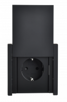 FORTE&PIANO Розетка 1-местная с заземлением с защитными шторками и крышкой винтовое крепление 16А IP44 FP121 черный IEK FP-R16-16-44-K02