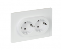 FORTE&PIANO Розетка 2-местная с заземлением без защитных шторок безвинтовое крепление 16А FP224 белый IEK FP-R21-16-1-K01