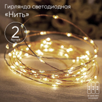 ENIN-2B Гирлянда LED Нить 2 м теплый свет, АА, IP20 (100/5400) ЭРА Б0041891