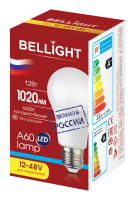 Лампа светодиодная LED A60 Е27 12W 12-48вольт 6500К BELLIGHT 85637133