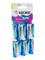 Батарейка LR6 AA, Alkaline 1.5В, 10шт/уп Космос KOCLR610BL