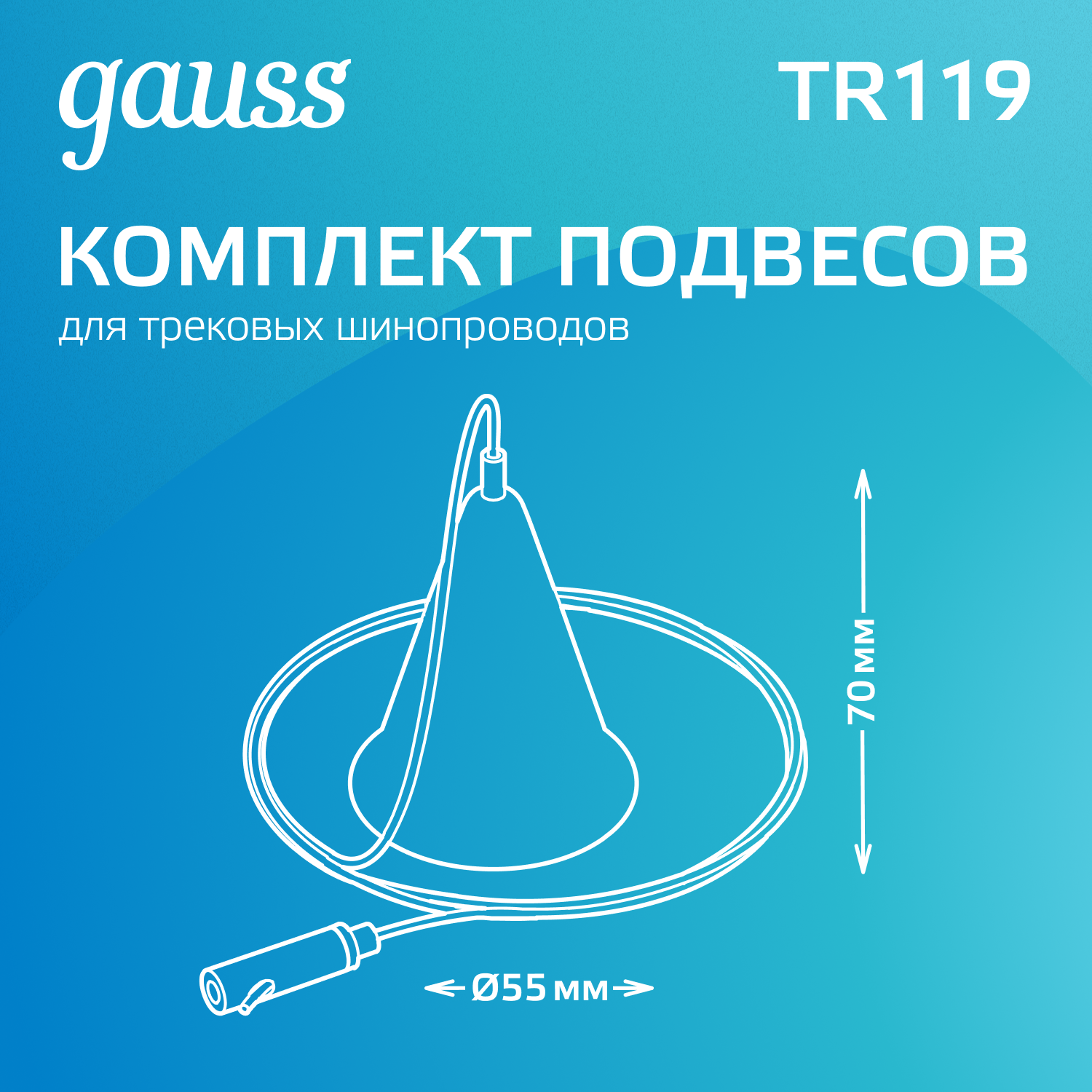 Комплект подвесов для трековых шинопроводов Черный 1шт Track Gauss GAUSS TR119