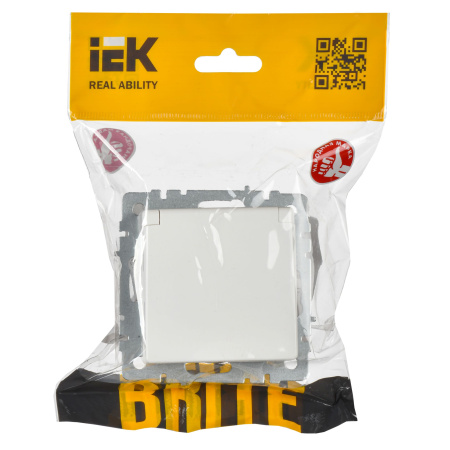 BRITE Розетка с заземлением с защитными шторками и крышкой 16А IP44 РСбш10-3-44-БрБ белый IEK BR-R16-16-44-K01