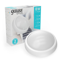 Светильник светодиодный ДБП 8 Вт 670 лм 4000К AC 220В Белый IP54 круг D175х76мм Пластик ЖКХ Qplus Gauss GAUSS 141411208