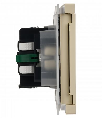 FORTE&PIANO Розетка 1-местная с заземлением с защитными шторками и крышкой безвинтовое крепление 16А IP44 FP419 ваниль IEK FP-R16-16-1-44-K10