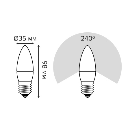 Лампа светодиодная LED 6 Вт 420 лм 3000К AC180-240В E27 свеча теплая  Elementary Gauss