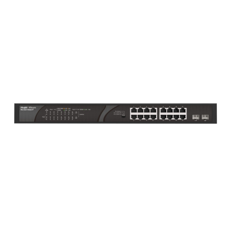 Коммутатор неуправляемый, PoE, 18 портов, 16x1000Base-T, 2x1000Base-X SFP, 247 Вт Ruijie RG-ES118GS-P 00-01018336