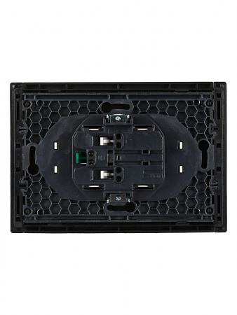 FORTE&PIANO Розетка 2-местная с заземлением без защитных шторок безвинтовое крепление 16А FP124 черный IEK FP-R21-16-1-K02