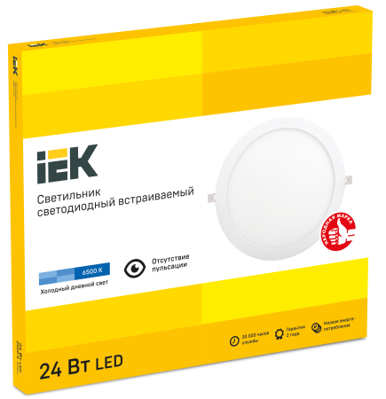 Светильник ДВО 1610 белый, круг LED 24Вт 6500 IP20 IEK LDVO0-1610-1-24-6500-K01