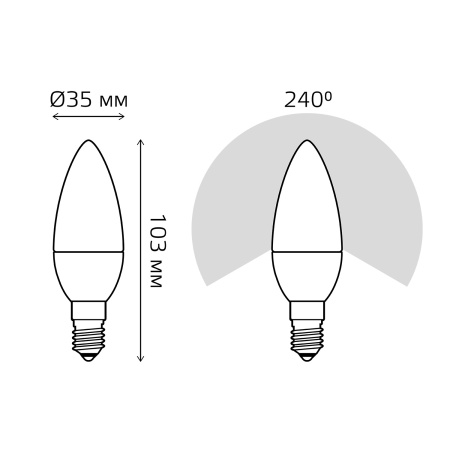 Лампа светодиодная LED 12 Вт 880 лм 3000К AC180-240В E14 свеча теплая  Elementary Gauss GAUSS 33112