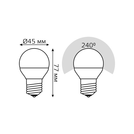 Лампа светодиодная LED 12 Вт 880 лм 3000К AC180-240В E27 шар P45 теплая Elementary GAUSS 53212