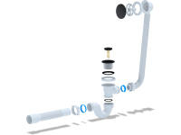Сифон для ванны Ани клик-клак с выпуском и переливом прямоточный с трубой 40х50 черный АНИ пласт EC155BL