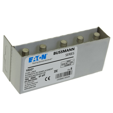 Предохранитель-D2 10A T GL/GG 500В AC, EATON 10D27